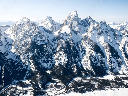 Mountainous winter scenery, cold season