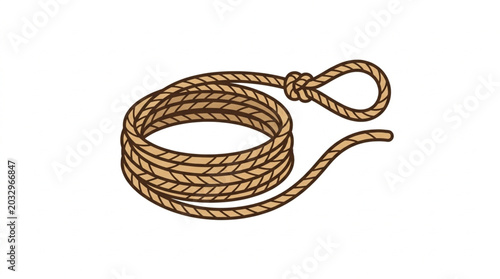 Bild auf Leinwand Coiled Lasso Rope with a Loop Knot.