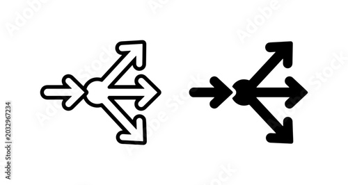Bild auf Leinwand Directional Arrows, Branching Paths, Split Decision Icons, Diversion Symbols, Ch