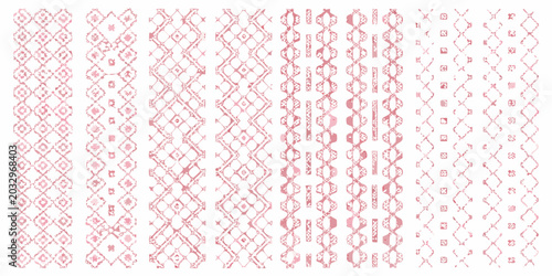 Photography Pink Cross Stitch Patterns On White Background Repeating Textile Design