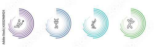 feeling and reaction icon set with sorry human, aggravated human, hopeless human, positive signs in flat outline style