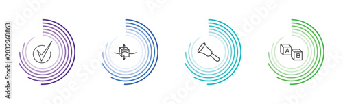 Foto education and science icon set with check mark, archimedes principle, hand bell,