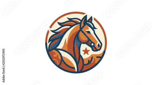 Stylized Horse Head Emblem with Star Detail.