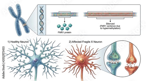 Genetic analysis of healthy versus affected fragile x neurons