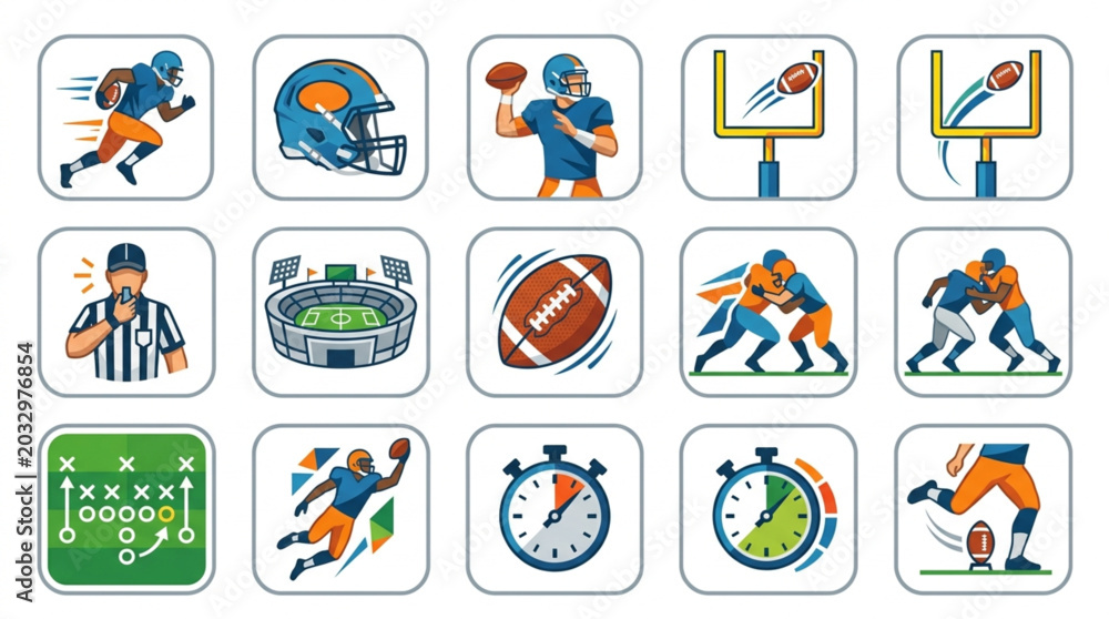 Fototapeta premium American Football Icons and Symbols Collection.