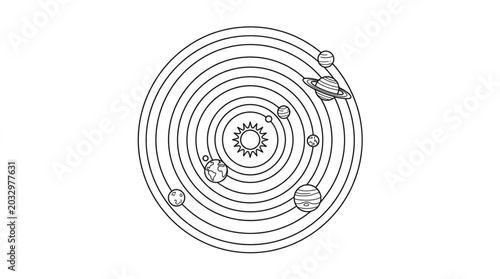 Obraz na plátně Diagram of the Solar System showing planets orbiting the sun.