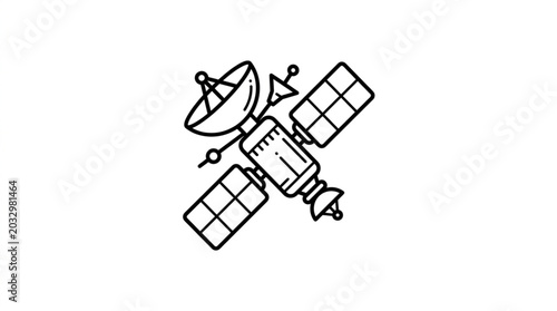 Foto Detailed illustration of a satellite with solar panels and antenna