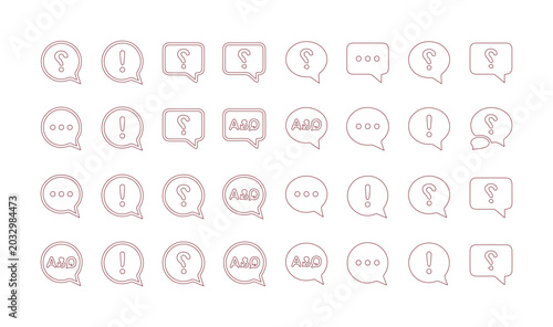 Photos Set of 35 Light Brown Outline Speech Bubble Icons Vector