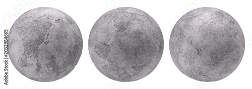Set of Weathered Grey Concrete Spheres. Isolated 3D Rendering.