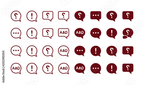 Cuadro en lienzo Set of 35 Question, Answer, and Speech Bubble Icons Vector