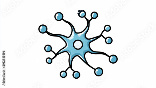 Canvastavla Abstract virus illustration with blue and black colors showing infectious partic