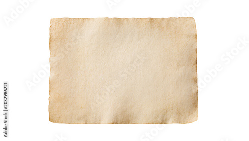 Tableau sur toile Aged parchment paper with torn edges, isolated on transparent background