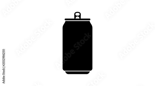 Bild auf Leinwand Black Silhouette Of A Beverage Can On A White Background