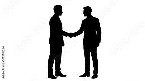 Φωτογραφία Two businesspeople shaking hands black silhouette on white background