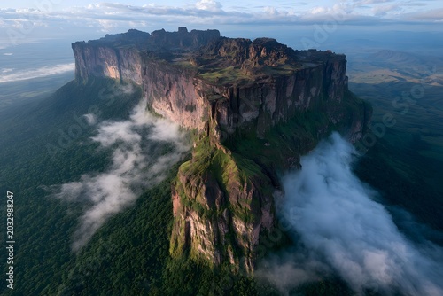 majestic aerial view of a towering plateau