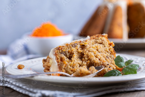 Piece of delicious carrot cake.