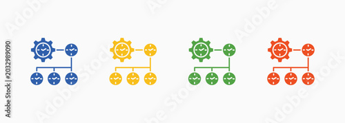 Schilderij op canvas Time Management Icon Set Color Multiple Style Collection Illustration