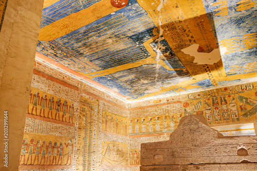 Luxor, Egypt - 28 Jan 2026: Interior of the tomb of Ramses IV (Rameses IV) in the Valley of the Kings, Luxor