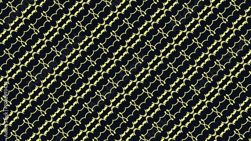 Abstract Yellow Hand Drawn Doodle Lines Seamless Pattern