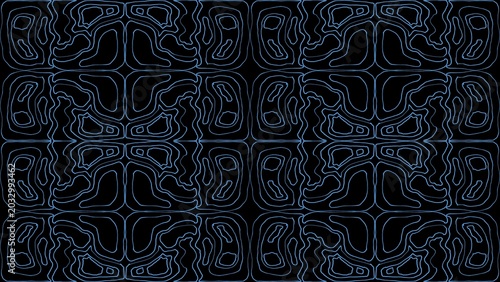 Abstract Blue Topographic Contour Lines Seamless Pattern