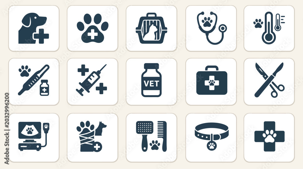 Fototapeta premium Collection of Medical and Healthcare Icons for Digital Interface Design.
