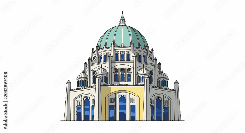 Obraz premium Grand domed building with multiple towers and arched windows