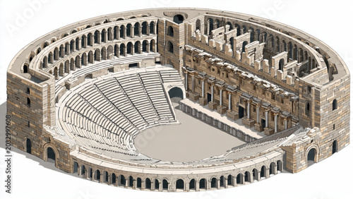 Принти на полотні Ancient Roman amphitheater with arched exterior and tiered seating ideal for his