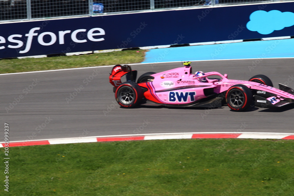 Obraz premium May 22, 2026, Montreal, Canada, F1 Academy car races through Circuit Gilles Villeneuve during Grand Prix weekend. g.