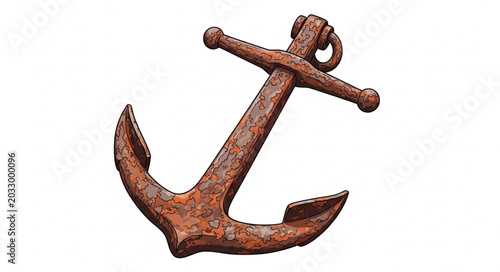 Bild auf Leinwand Old Rusty Ship Anchor Isolated on White Background.