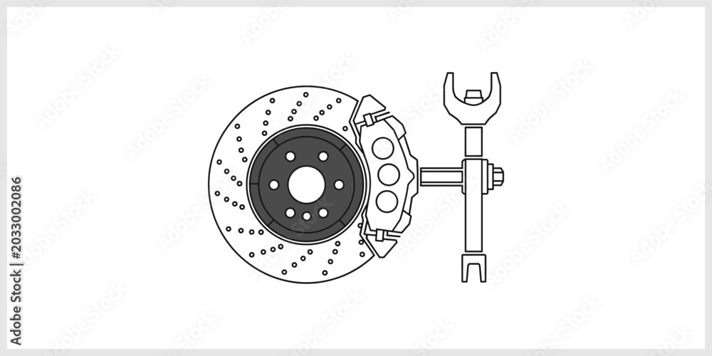 Εκτύπωση καμβά Car Brake System Component - Disc Brake and Caliper