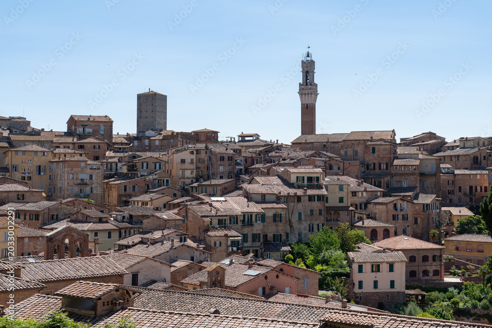 Naklejka premium Panoramic view of Siena in the spring, Italy 