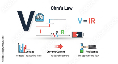 Foto Ohms Law Electricity Formula Diagram.