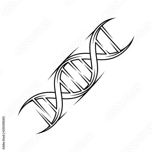 Twisted double helix dna cyber sigilism tattoo stencil flat vector.