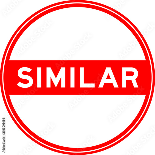 Foto Red color round seal sticker in word similar on white background