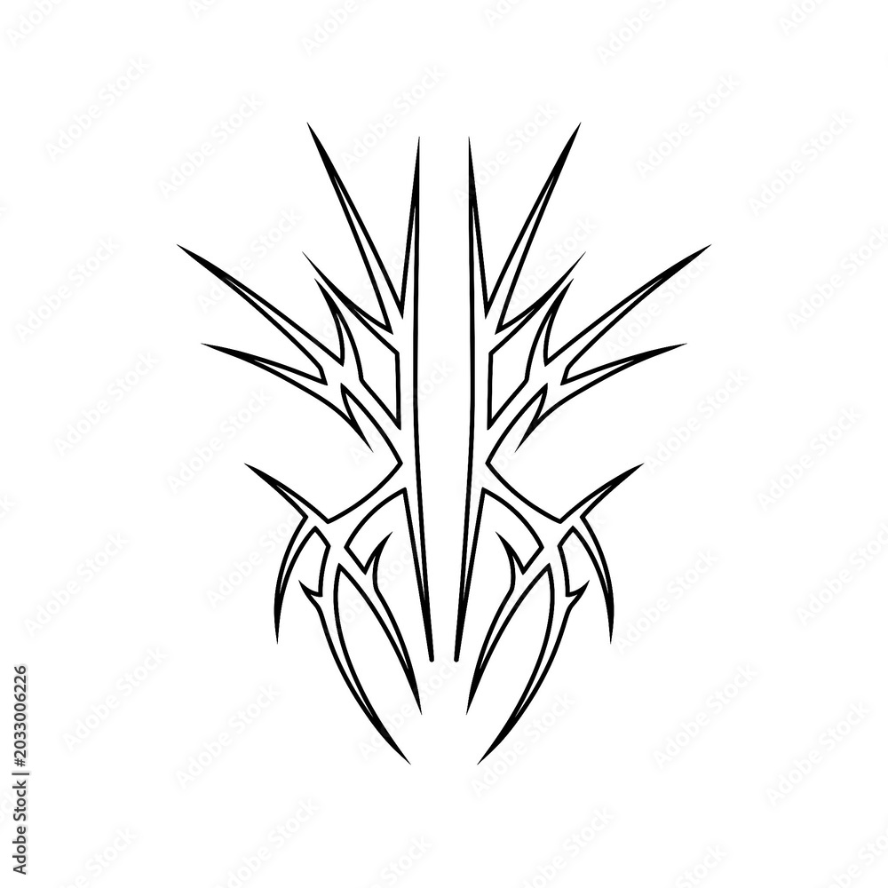 Fototapeta premium Diverging split spikes neo tribal tattoo terminal flat vector.