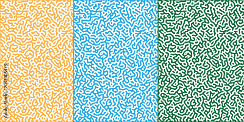 Foto Generative algorithm turing pattern set featuring four distinct color panels of