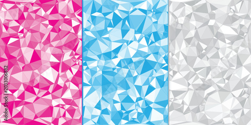 Bild auf Leinwand Triangulated low poly surface with vertical dividing color blocks background des