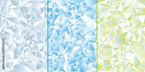Ice crystal low poly abstract background with frozen geometric pattern panels vector design