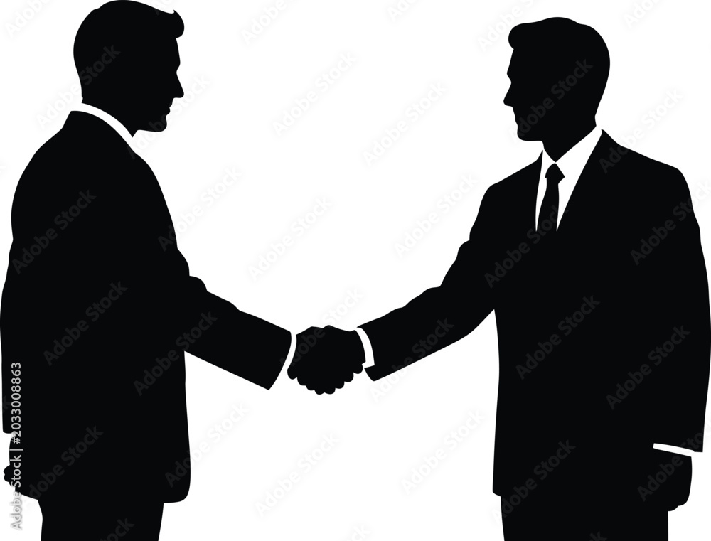 Fototapeta premium Businessmen Shaking Hands in Black Silhouette