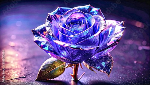 Ethereal Crystalline Rose Jewel Tones on Dark Background