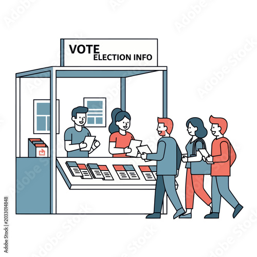 Foto People Voting Election Information Booth.