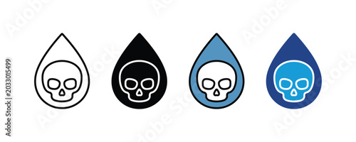 Foto Water drop icon with skull symbol