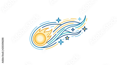 Принти на полотні Illustration of a bright comet with a fiery tail streaking across the sky