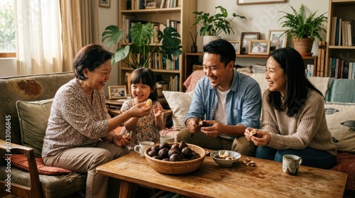 family having dinner at home