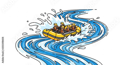 Tableau sur toile People white water rafting adventure on a turbulent river.