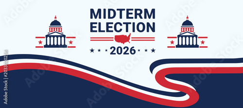 Canvastavla Modern USA Midterm Elections 2026 Political Campaign Banner with Patriotic Style