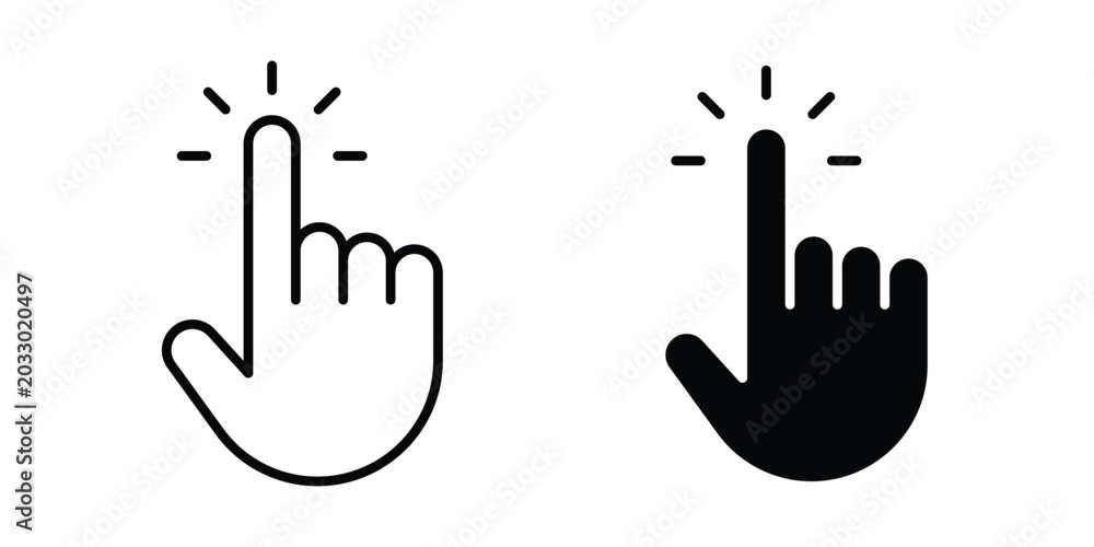 Fototapeta premium Pointing hand icon or symbol set