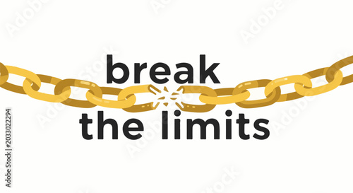 Broken golden chain symbolizing overcoming limitations