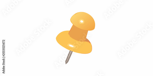Canvas Print Orange push pin isolated on a white background