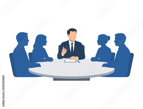Foto Business Team Meeting Conference Flat Vector Illustration